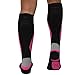 Pure Athlete Elite Wool Race Ski Socks - Warm Comfortable Ski Socks, Snowboard Socks - Merino Wool Ski Socks (Black/Neon Pink, S/M)