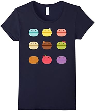 Womens Yummy Cute Multicolor Macaron T-Shirt Small Navy