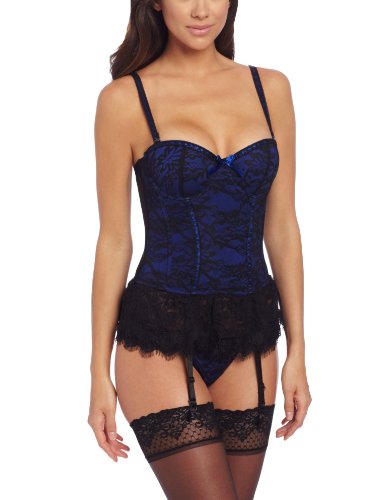 Seven Til Midnight Women's Victorian Lace Bustier,Blue,Large