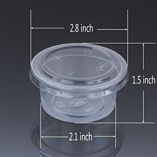 Zicome Plastic Disposable Portion Cups Souffle Cup with Lids, 3-Ounce, 100-Pack