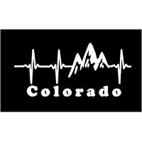 Sticker Rite Here Colorado EKG Heartbeat in The Mountains 8 x 4 (White)