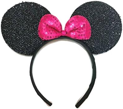MeeTHan Black Pink Cats Mouse Ears Headband Sparkling : M1 (Black-Pink2)