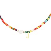 RGBB Beaded Initial Necklace Colorful Letter Jewelry for Women & Teens Personalized Name Necklace, Trendy Gift for Her, Birthday Back to School Present