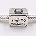 I Love To Travel Charm 925 Sterling Silver Suitcase Charm with Red Enamel Heart Travel Luggage Charm for Bracelet