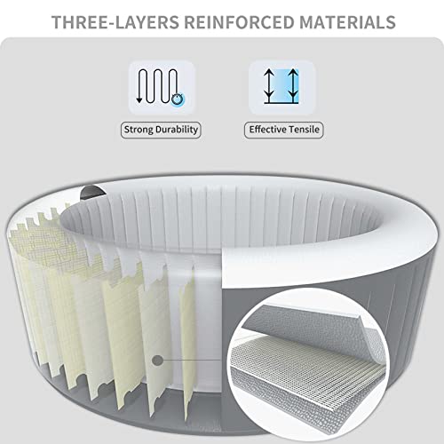 UPWELL Inflatable Hot Tub Spa 71 x 26 Inch 4 Person Portable Hot Tub