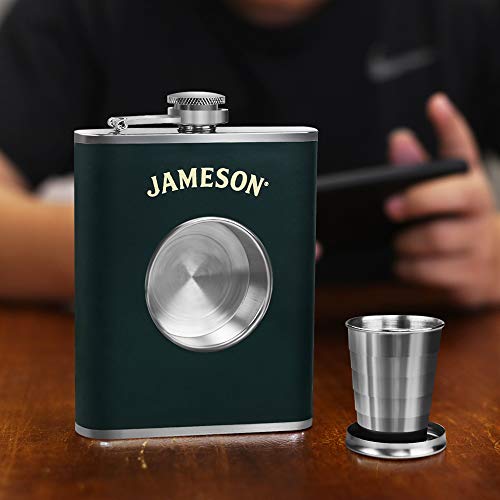 KWANITHINK Shot Flask, Stainless Steel Hip Flask 8 oz with 2 oz Collapsible Shot Glass & Funnel, Ideal Whiskey Flask Gift for Men - Thumbnail 6