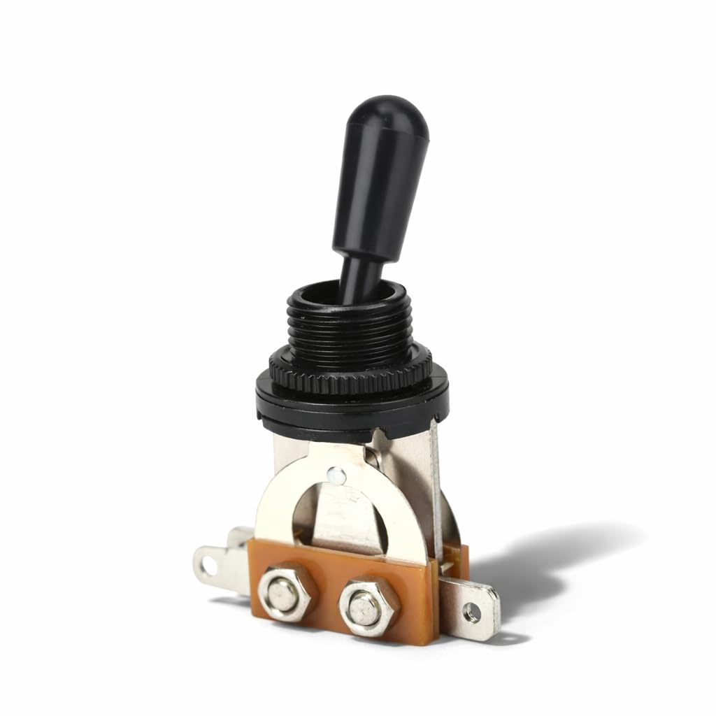 Guitar 3 Way Switch, 1 PCS Toggle Switch Metal Guitar Pickup Selector Toggle Switch with Black Tip Replacement Part(Black)