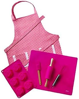 Pink &amp; White Polka Dot Kid's Real Baking Set with Apron by Dikor …