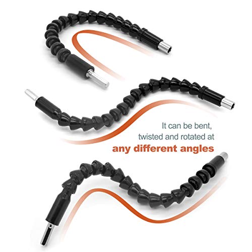 Flexible Drill Bit Extension,ALLICAVER Magnetic Flexible Hex Extension Screwdriver Bits Soft Shaft for Drive Shaft Tip Drill Bit Adaptor (2 Pack)