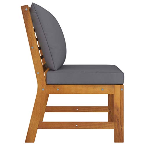 vidaXL Akazienholz Massiv Mittelsofa Modular mit Dunkelgrauen Kissen Sofa Lounge Gartensofa Sessel Gartensessel Einzelsofa Gartenmöbel – Bild 4