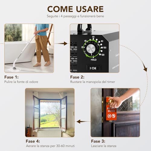 Ozone Generator for Water and Air, 30,000 mg/h Air Purifier Deodorant for 300㎡, Portable Ozonizer with Timer for Homes, Offices, Restaurants, Hotels, Bathrooms, Smoke, Pets