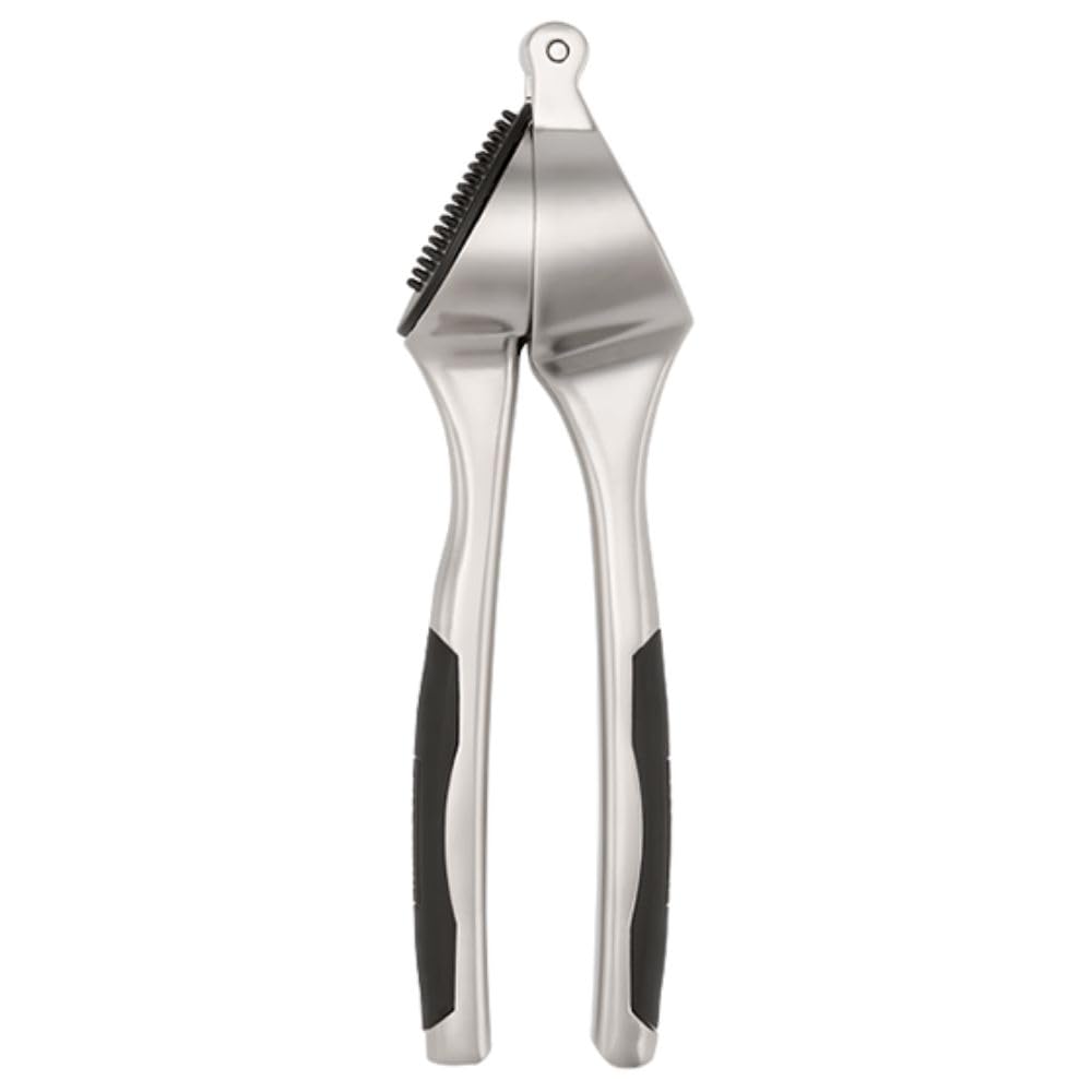 Stellar Contour Gadgets Garlic Press, Cushioned Grip, Dishwasher Safe, Chrome Plated Zinc Alloy