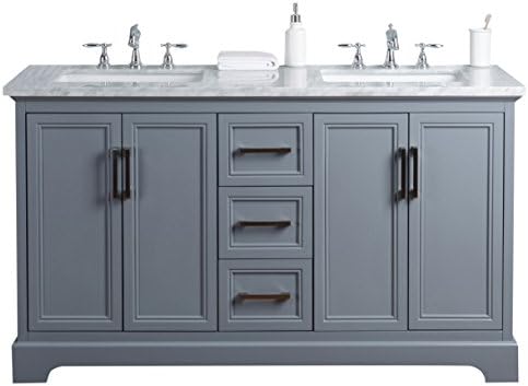 Stufurhome HD-1525G-60-CR Ariane 60 inch Slate Gray Double Vanity Cabinet Dual Bathroom Sinks, 60", Grey