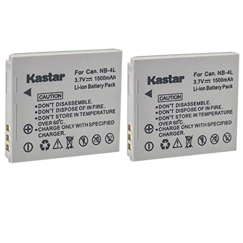 Kastar NB-4L Lithium-Ion Replacement Battery (2 Packs) for Canon PowerShot SD780 IS SD940 IS SD960 IS SD970 IS SD1000 SD1100 IS SD1400 IS TX1, PowerShot ELPH 100 HS ELPH 300 HS ELPH 310 Digital Camera