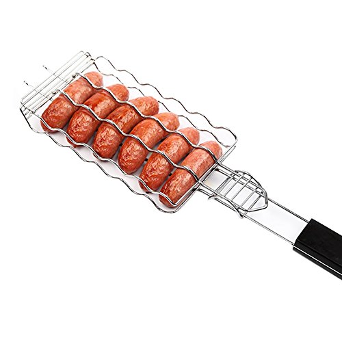 Taloyer Multi-functional Stainless Steel Barbecue Hot Dog Sausage Grilling Basket Clip Meat Vegetable Grill Rack Tool BBQ Cooking Tools