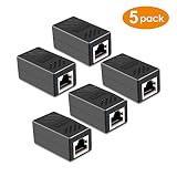 RJ45 Coupler, PLUSPOE in Line Coupler Cat7/Cat6/Cat5e Ethernet Cable Extender Adapter Female to Female (5 Pack Black)