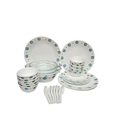 LaOpala Saphire Charm Dinner Set, 27-Pieces, Multicolour