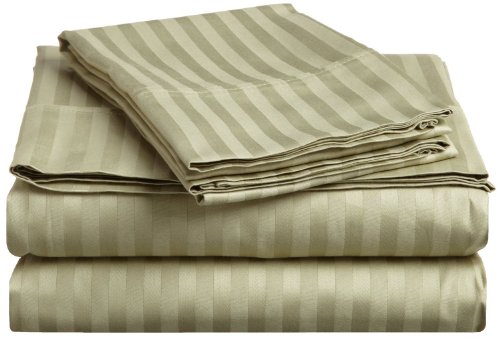 UPC 855031015437, 400 Thread Count Egyptian Cotton Queen Sheet Set Stripe Sage