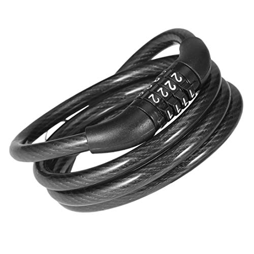 Baynne Manganese Steel + PVC + ABS Black 1200mm8mm(L x Dia) 4 Digit Combination Password Bike Bicycle Lock Steel Wire Security Cable