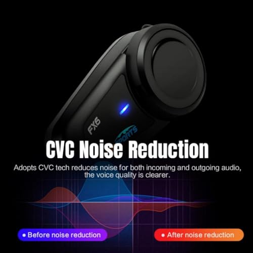 Motorcycle Bluetooth Headset Communicaton System Fodsports FX6 Helmet Intercom 1000m 6 Riders Group Motorbike Intercom Universal Bluetooth Motorcycle Helmet Voice Dial/Usable On Charge (2 Pack FX6)