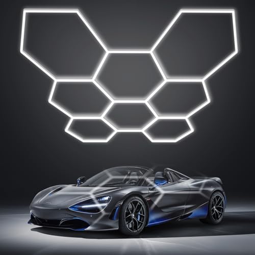 LZHOME Hexagon LED Garage Light: Super Bright 40000LM Honeycomb Garage Light, 8