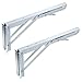 Sumnacon Sturdy Folding Shelf Brackets - Heavy Duty Metal Triangle Table Bench Folding Shelf Brackets, 2 Pcs Folding Shelf Hinge Wall Mounted (12 Inch, White)