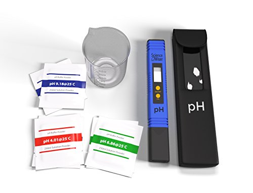 Science Wiser Premium Automatic Digital pH Meter Kit â€“ Pen-Type Suitable For: Drinking Water, Aquarium, Swimming Pool, Soil, more | Range 0-14PH, Resolution 0.1PH | 8 FREE BONUS INCLUDED