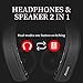 Bluetooth Headphones Speaker 2 in 1,Bluenin Neckband Wireless Headset Wearable Speaker True 3D Stereo Sound Sweatproof Headphones with Retractable Earbuds Built-in Microphone (Titanium Black)