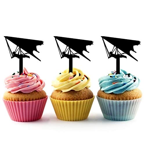TA0909 Hang Glider Silhouette Party Wedding Birthday Acrylic Cupcake Toppers Decor 10 pcs - Thumbnail 3