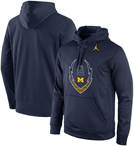 Mens Nike Brand Jordon Michigan Wolverines Football Icon Circuit Performance Pullover Hoodie (Medium)