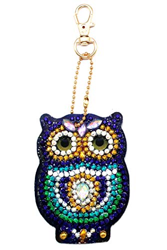 5D DIY Diamond Painting Keychain, 5 pcs Owl Shape, Mosaic Making Full Drill Special Shape Diamond Painting Kit for Bags, Smartphone Straps, 5 Pack - Thumbnail 6