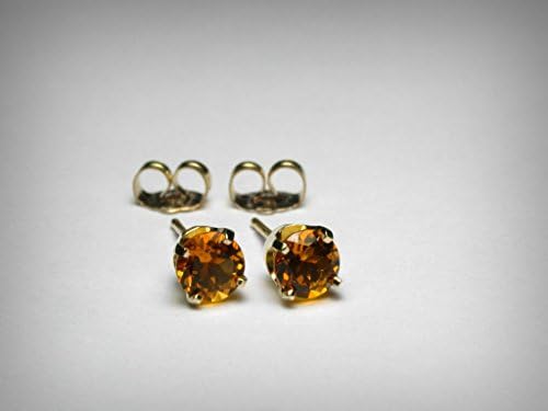 Genuine citrine earring studs, 5mm, solid 14K yellow gold. Ideal as November birthstone earrings.