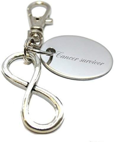 Cancer Survivor Personalised Infinity Keyring/Handbag Charm in Gift Pouch - BR661