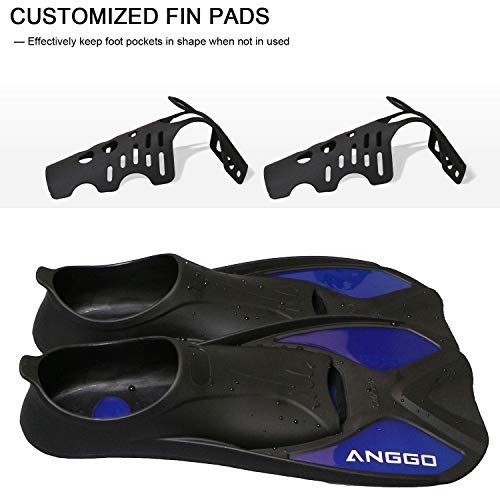 ANGGO Short Dive Fins for Swimming Snorkeling and Diving (Blue, X-Large)