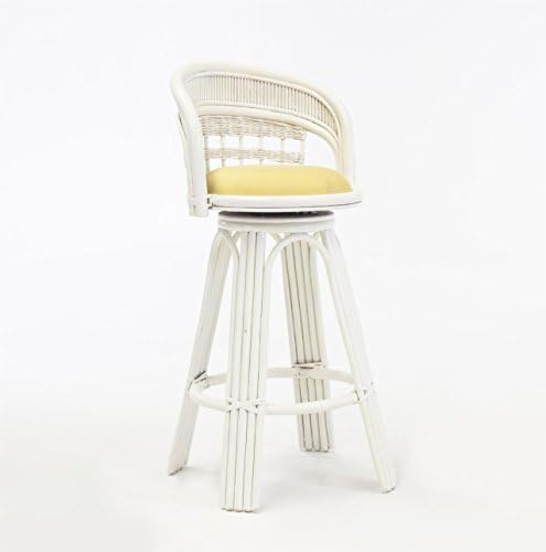 South Sea Rattan Bermuda Barstool in WhiteWash Finish, 30", Sachi Pool
