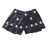 IFfree Studded Gloves Black Leather Punk Costume Rivet Motorcycle Car Driving Gloves 80s Rocker Costume Accessory
