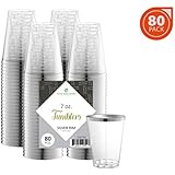 Elite Selection 80 Count 7 Oz. Disposable Hard Party / Wedding Plastic Cups / Tumblers With Silver Rim