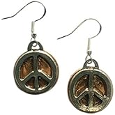 Penny Peace Sign Charm Earrings on Sterling Silver Earwires, USA Coin Jewelry
