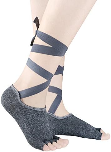 Non Slip Yoga Barre Pilates Dance Socks with Straps for Women Girl