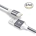 CRONA  Lightning Cables apple ,iPhone Charging Cable Nylon Braided Cord 4Pack (1ft/3ft/3ft/6ft)for iPhone X / 8 / 8 Plus / 7 / 7 Plus / 6 / 6 Plus / 5S /5C /iPad /iPod (Grey)