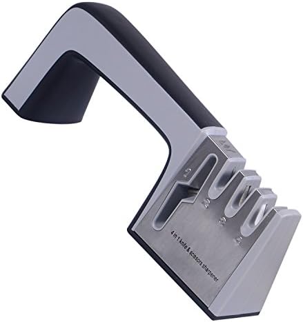 4 In 1 Knife &amp; Scissors Sharpener Stages Kitchen Sharpeners Household Tool Stainless Steel Knives, Fruit Knife, Chef's