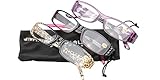 SOOLALA 3-Pairs Womens Designer Fashion Rhinestone Lightweight Reading Glasses, +1.25D