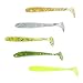 RUNCL Anchor Box - Paddle Tail Worms, Soft Fishing Lures Ribbed Design Boot Tail 2in (Pack of 50)