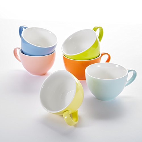 Panbado 6-Piece 5" 13.5 oz Porcelain Glazed Coffee Mugs Tea Cups of 6 Colors