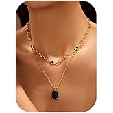 VANGETIMI Gold Layered Pendant Necklaces for Women 14k Gold Plated Crystal Choker Necklace Paperclip Rhinestone Necklace Party Prom Jewelry