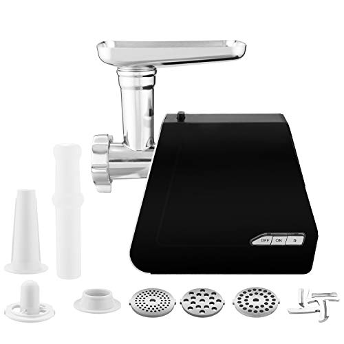 Electric Meat Grinder, Meat Mincer with 3 Grinding Plates and Sausage Stuffing Tubes for Home Use &Commercial, Stainless Steel/Silver/1500W(Max)