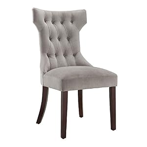 Image of Dorel Living Clairborne Tufted Dining Chair (2 Pack), Taupe / Espresso