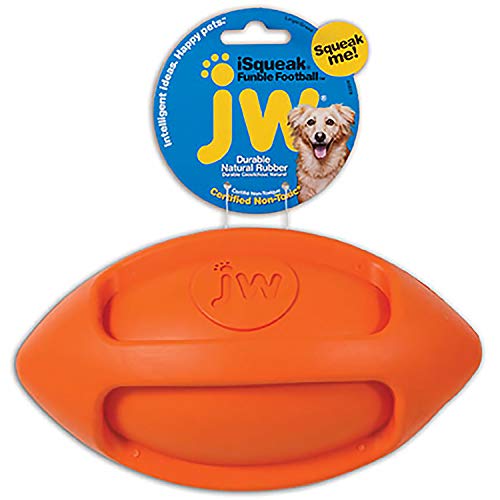 JW Pet Company iSqueak Funble Football Dog Toy, Large (Colors Vary)