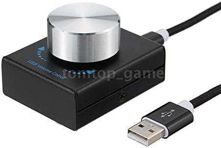 Feefine Mini USB Volume Control Knob Audio Adjuster with 4.9ft USB Cable PC Speakers Switch Control Module PC Speaker Support Win7/8/10/XP/Mac/Vista Android (black)