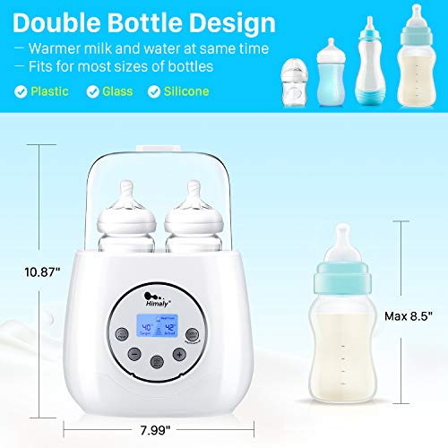 Baby Bottle Warmer, Himaly Bottle Sterilizer 6 in 1 BPA-Free Bottle Warmer with Rapid Heating Warm Milk Formula Heat Food Defrost, LED Display and Accurate Temperature Control (New White)